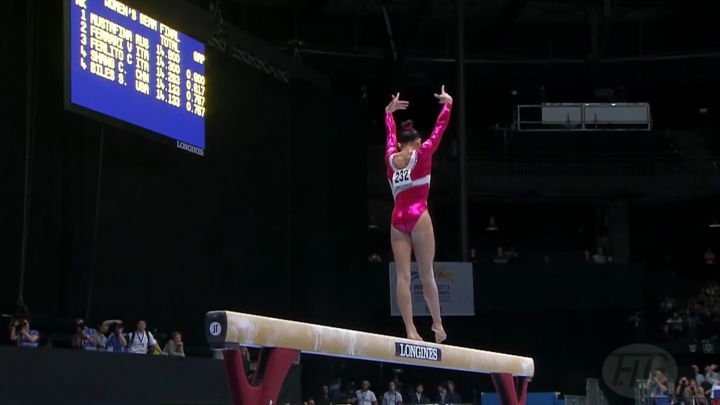 gymnast on a balance beam